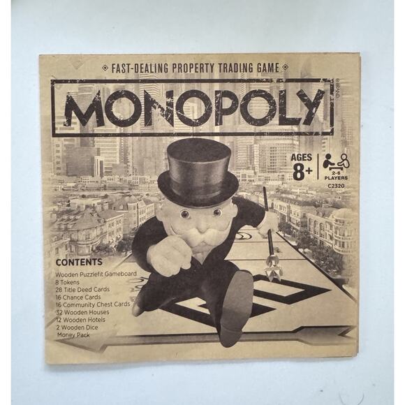 Monopoly Rustic Wood Series Wooden Board Game Classic Game Limited - Picture 9 of 10